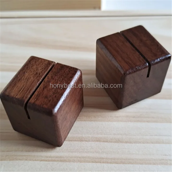 Rustic Walnut Wood Table Number Holders Photo Holder Single Slot Wooden Display Stands for Acrylic Signs