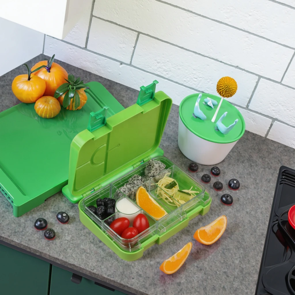 PinkSheep Bento Lunchbox 800ml - BPA-frei Mit 3 Fächern Für Kinder