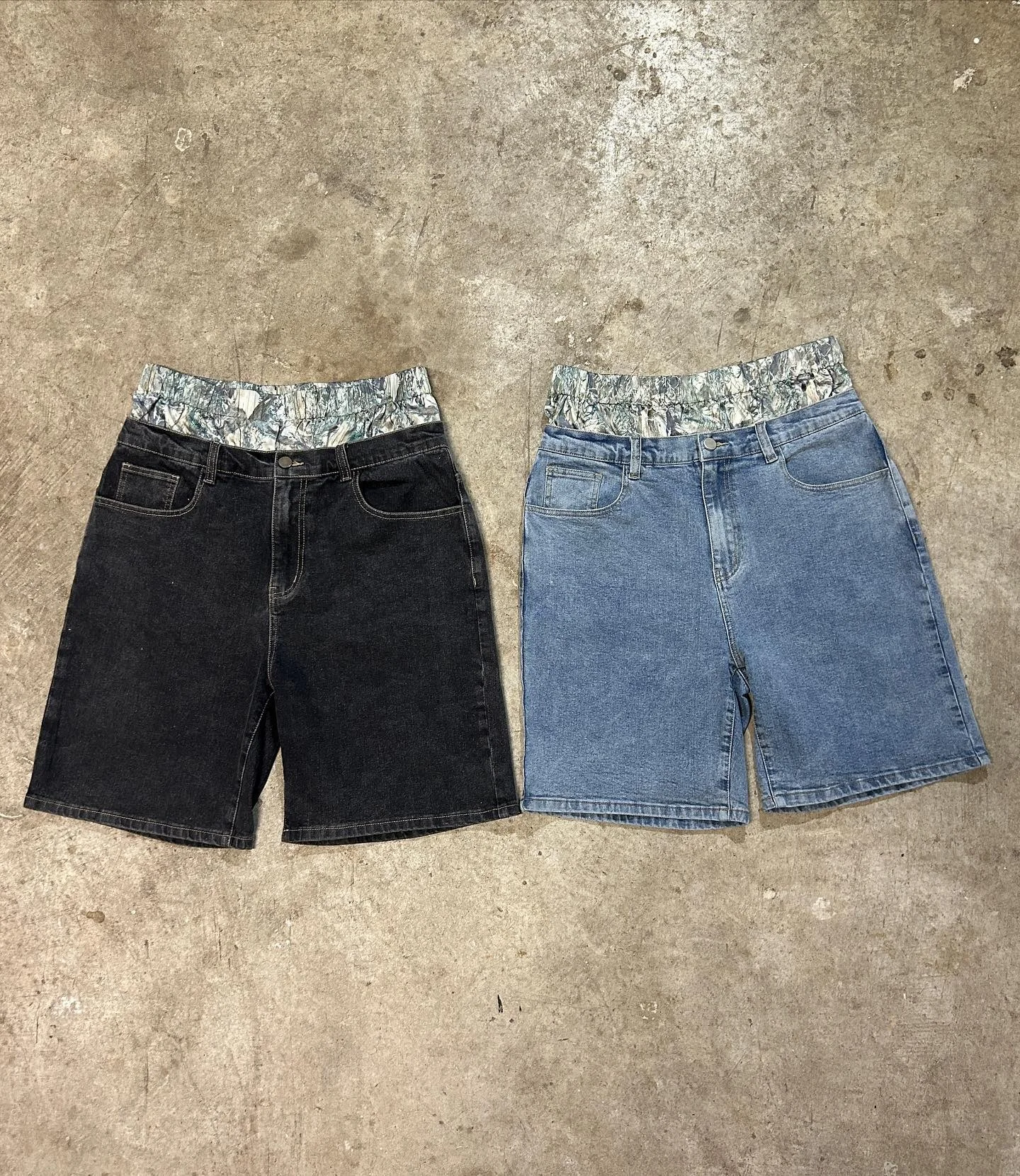 Jorts Manufacturer Summer Custom Designer Distressed Cotton Blue Oversized Washed Double Waisted Baggy Denim Jeans Shorts Men