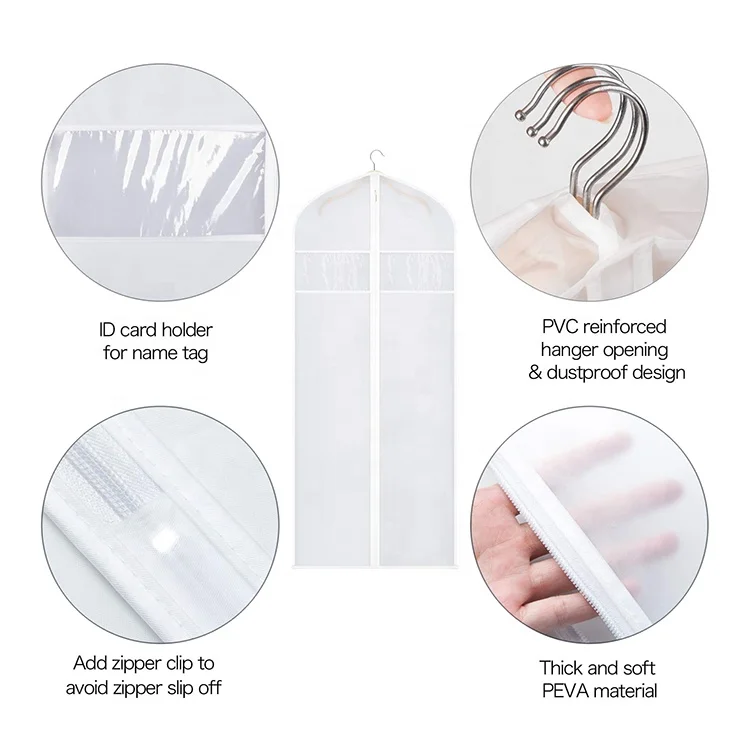 
Garment Bags Long Dress Clear Hanging Lightweight Breathable Dust Cover with Study Full Zipper for Storage Cloth With Window 