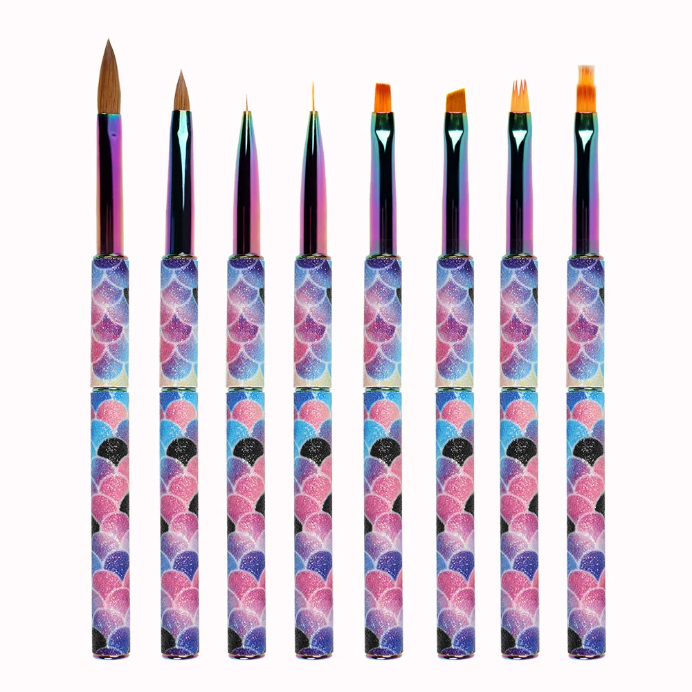 Yrx W0116 2022 New Nylon Hair Metal Handle Liner Nail Brush Flat 3d