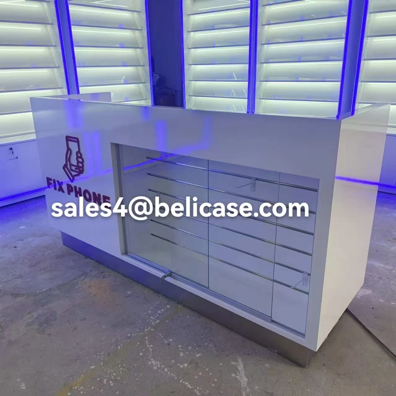 Customized Design Cash Counter for Retail Shop Small Cash Register Table with Front Logo Mobile Phone Store Checkout Counters