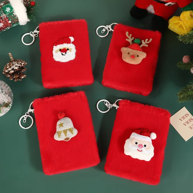 GF Small Christmas Pocket Mini Diary Cute Cartoon Hardcover Notebook High-Value Portable Student Carry-On Notepad Leather Cover