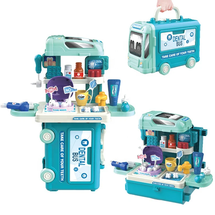 3 в 1 медицинский автобус чемодан 34 шт. стоматологический набор игрушек для детей ясельного возраста Детский Набор доктора ролевые игры стоматолог ролевых игр