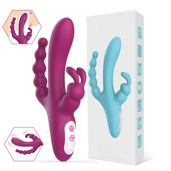 3 in 1 Clitoris G spot Anus stimulation rabbit vibrator for women couple with 9 vibrating modes
