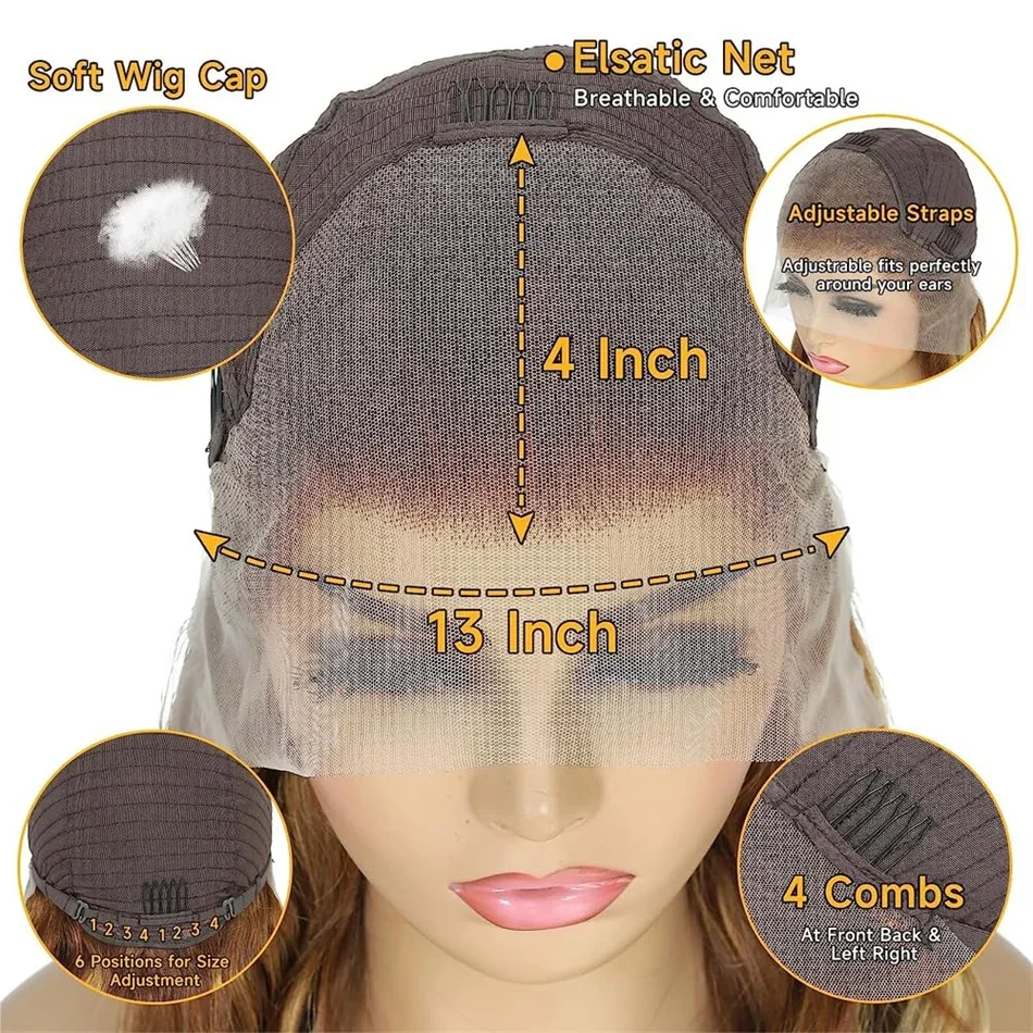 Ombre Lace Front Wigs Human Hair 4/27 Honey Blonde Body Wave HD Transparent Lace Frontal Wig PrePlucked_voghion.com