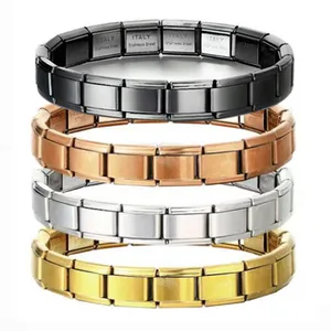 Italian Modular Bracelet 316 Stainless Steel Stretch Bangle Spliced square Bracelet for Woman Men