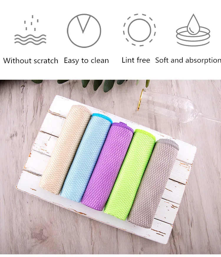 Glass Towel Water Absorption Fish Scale Microfiber Cleaning Cloths