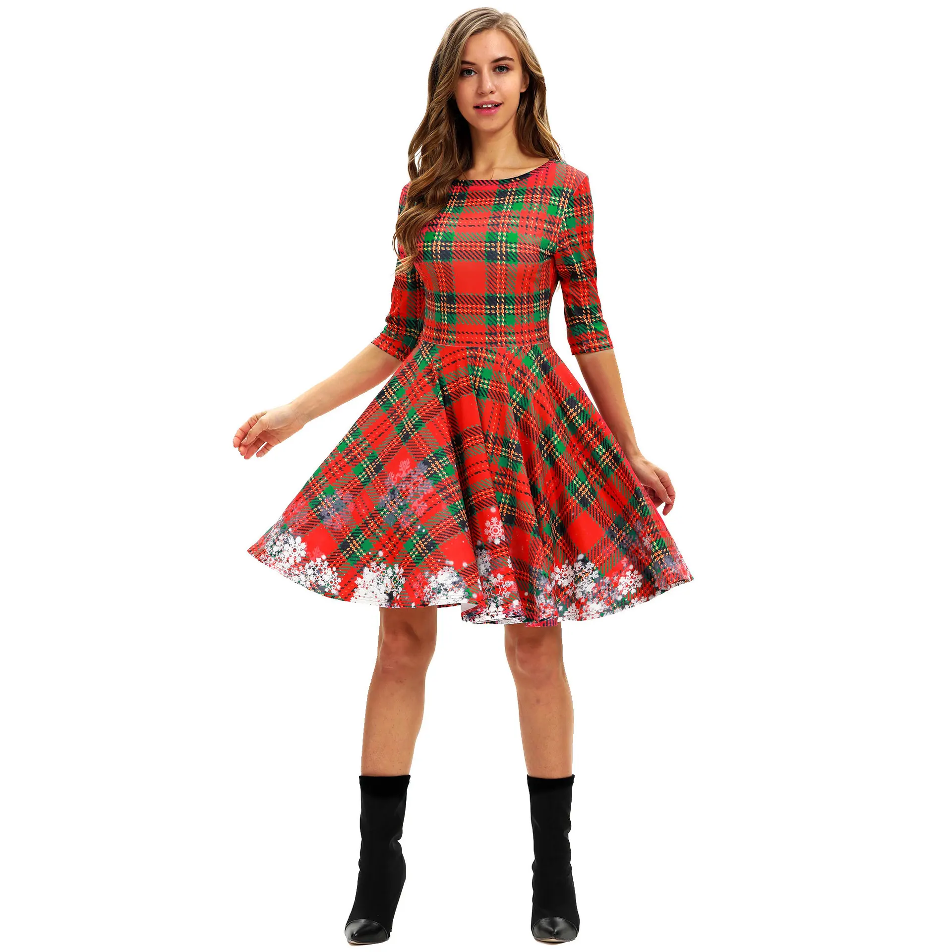 New Listing Made In China Ready Stock Casual O-neck Christmas Dress Women -  Buy Christmas Dress Women,Christmas Dress Casual,Christmas Woman Print  Bodycon Dress Product on Alibaba.com