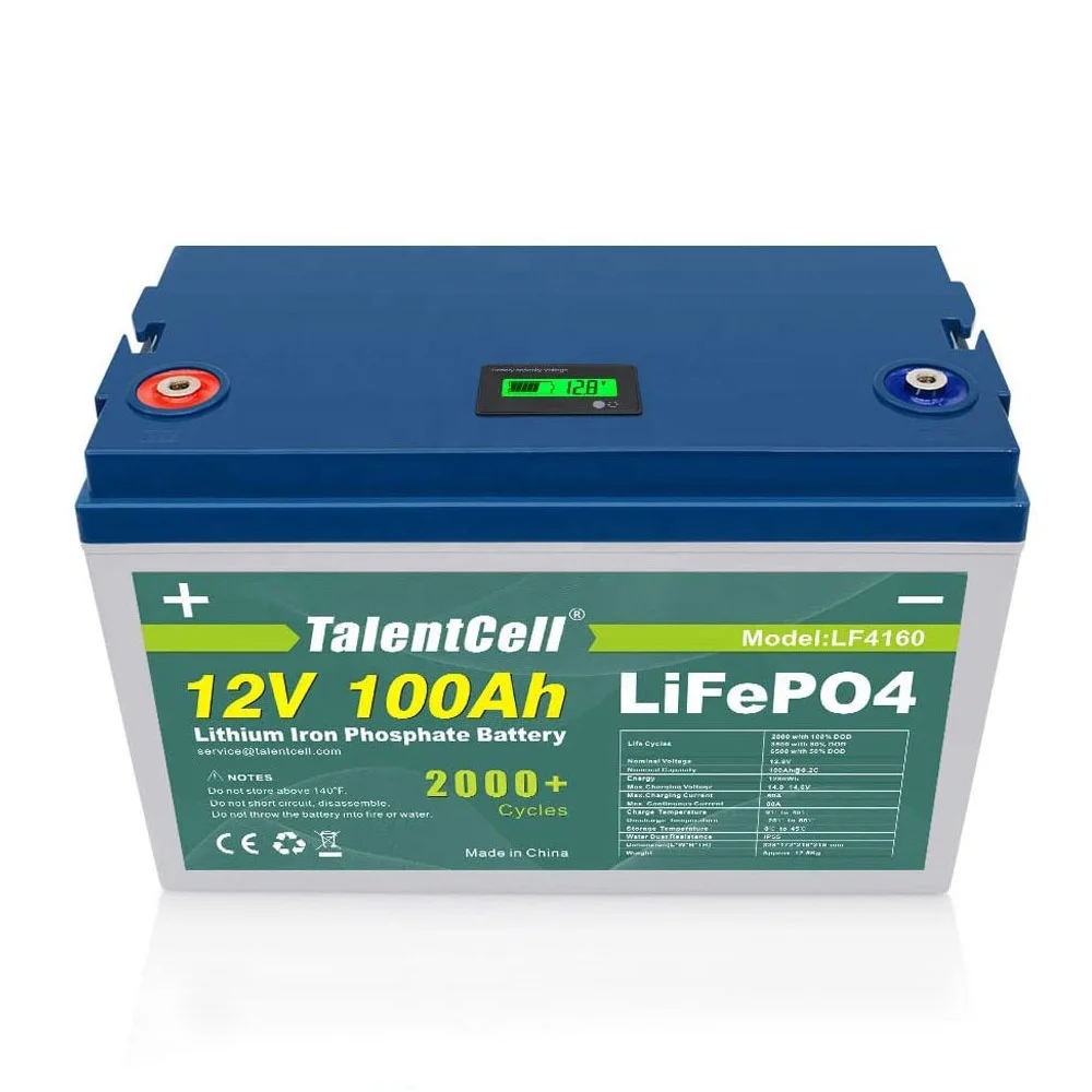 TalentCell Free Shipping LCD Deep Cycle Rechargeable Lithium Battery 100Ah Lifepo4 For RV/Yacht/Marine/Solar/Golf Cart/UPS