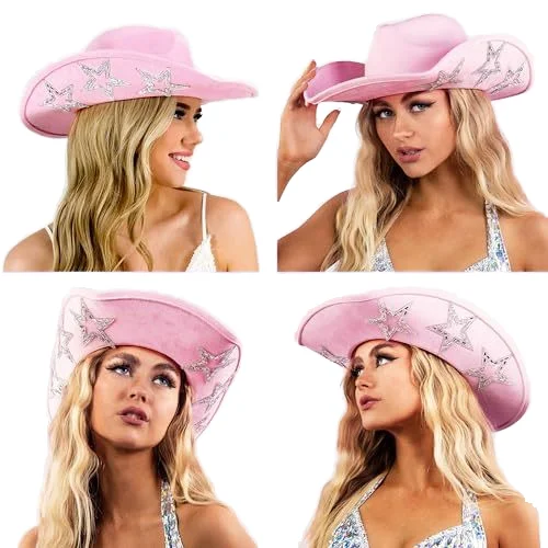 Acheter Chapeau de cow-girl en strass, Style occidental rétro, avec cravate réglable, chapeau à franges en strass pour les fêtes de Cosplay