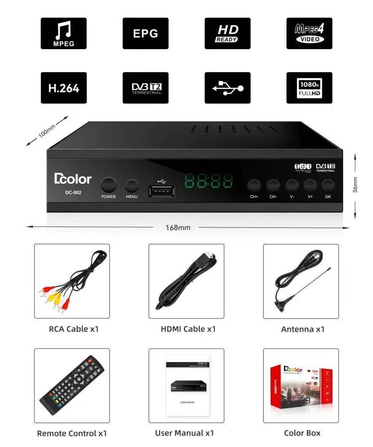 Colombia TDT DVB-T2 Decodificador WiFi - China Decodificador