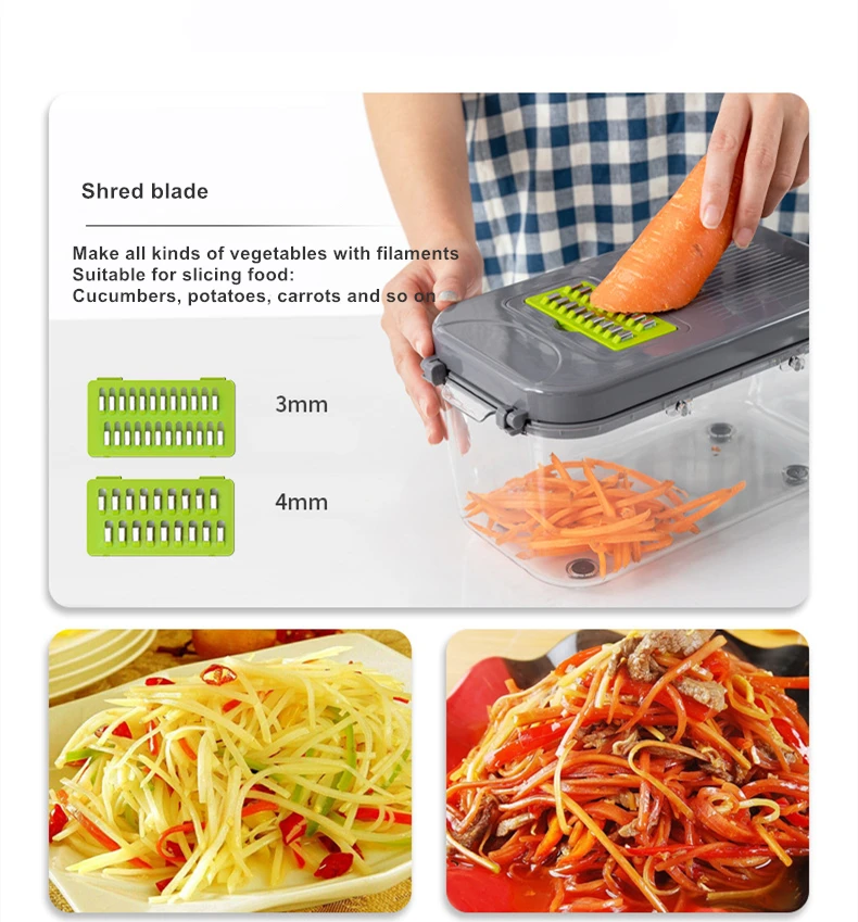 Vegetable Chopper, 22Pcs Multi-functional Onion Chopper with