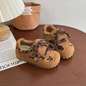 Fashion Girls Soft Soled Kids Shoes Sneakers Casual Kids Designer Shoes Girls Leopard Print Kids Sneakers