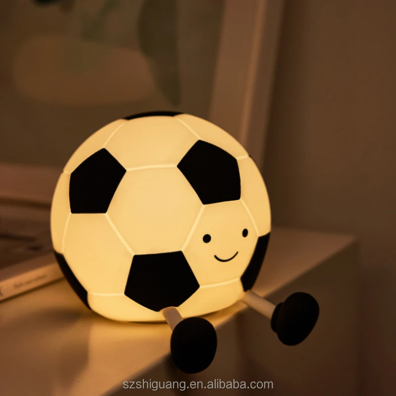 Custom Logo Football LED Nightlight Mini Rechargeable Bed Lamp Fancy Design Cute Soccer Night Lights for Kids Room New Product