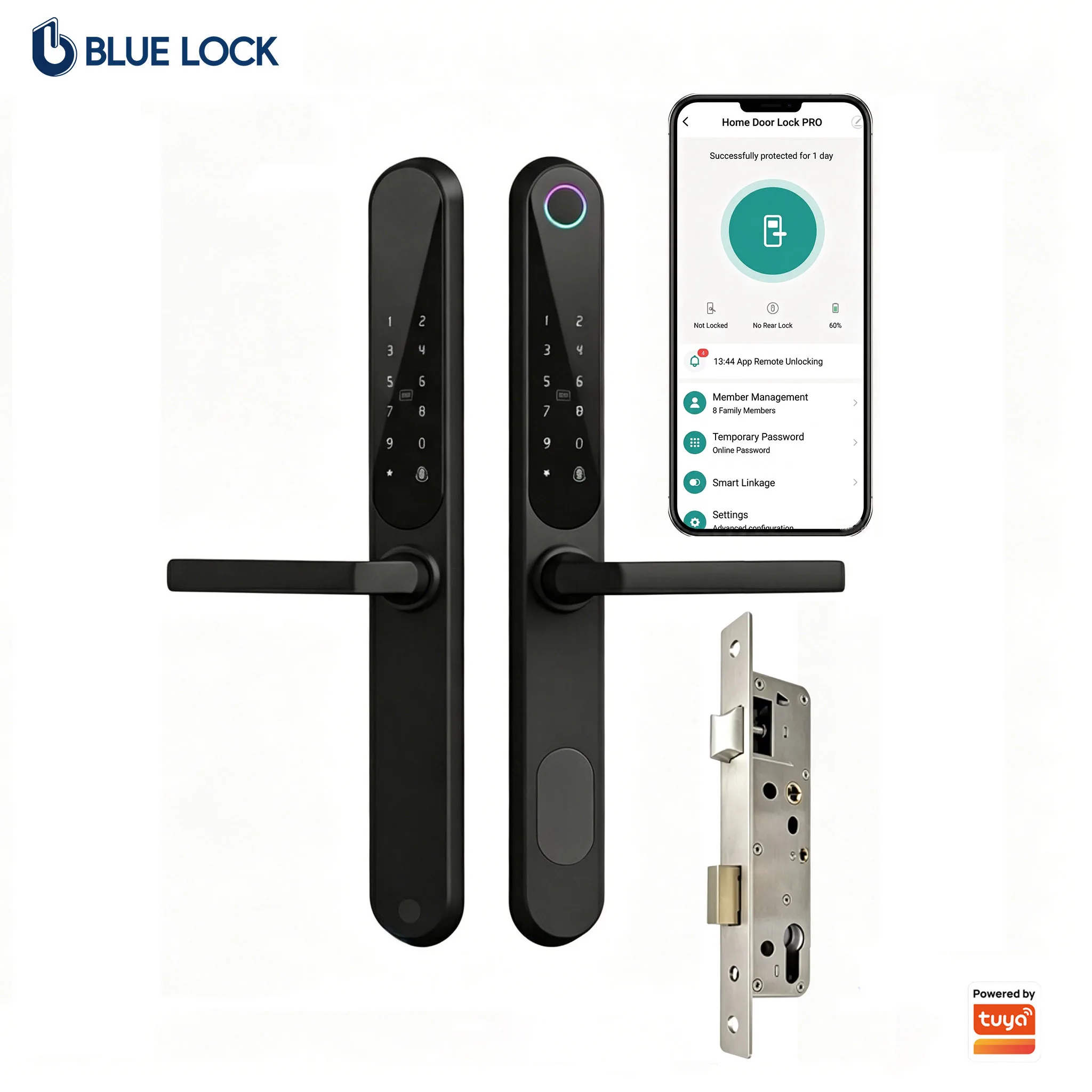 Bluelock TTLock Cloud Waterproof WIFI BLE Biometric Fingerprint Grade C High Security Tuya Keyless Entry Hotel Lock Door