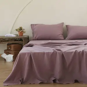 Factory Wholesale Organic French Linen Christmas Sheet Set Pillowcase European Linen Sheets Quilt Duvet Cover Set
