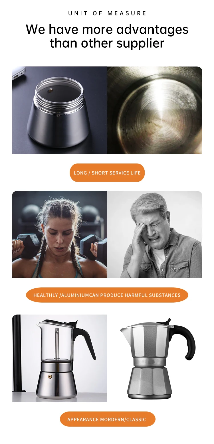 Ecofriendly Lfgb Certification Moka Pot Coffee Maker Glass And Stainless Steel Espresso Stove