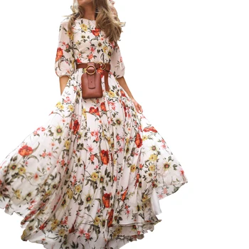 2022 New Arrivals Summer Fashion Clothing Women Casual Dress Bohemian Floral Long Maxi Dress