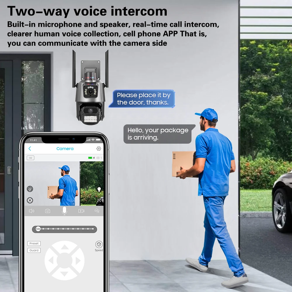ICSEE 8MP Dual HD Lens 4K Indoor/Outdoor CCTV IP Network Camera Wide Angle WIFI PTZ AI Auto Tracking Night Vision Two-Way Audio