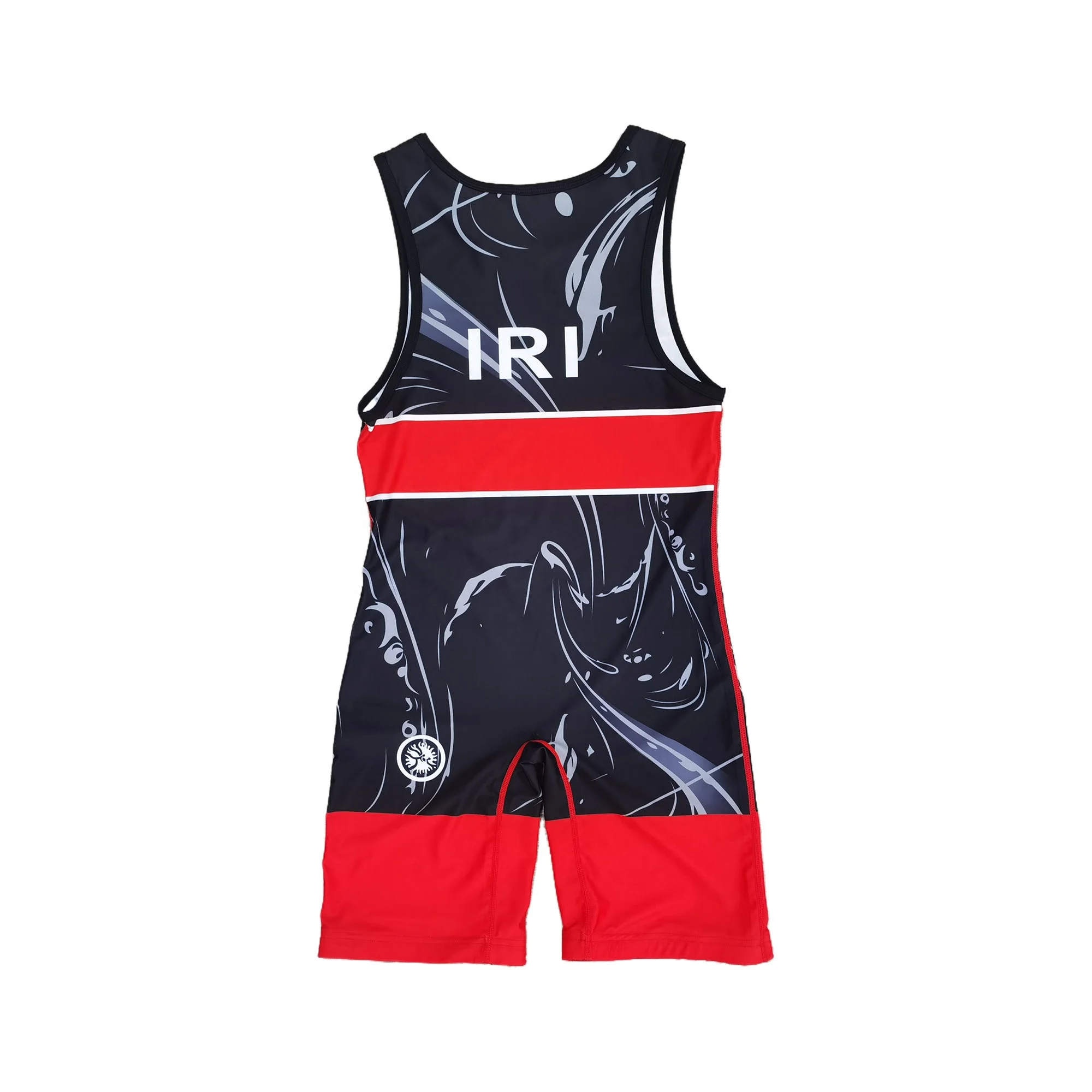 2024 Custom Men's Wrestling Singlet - Iran International Red Combo