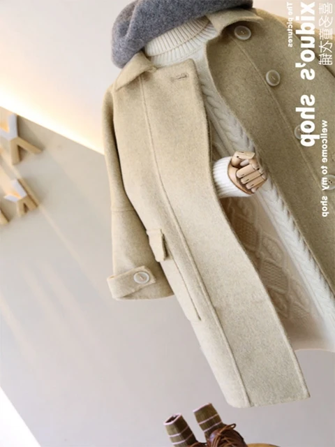 Прямая продажа с фабрики детская одежда От 3 до 7 лет изысканный Двусторонняя теплая плотная куртка для девочек Классический Зимнее шерстяное пальто мальчиков