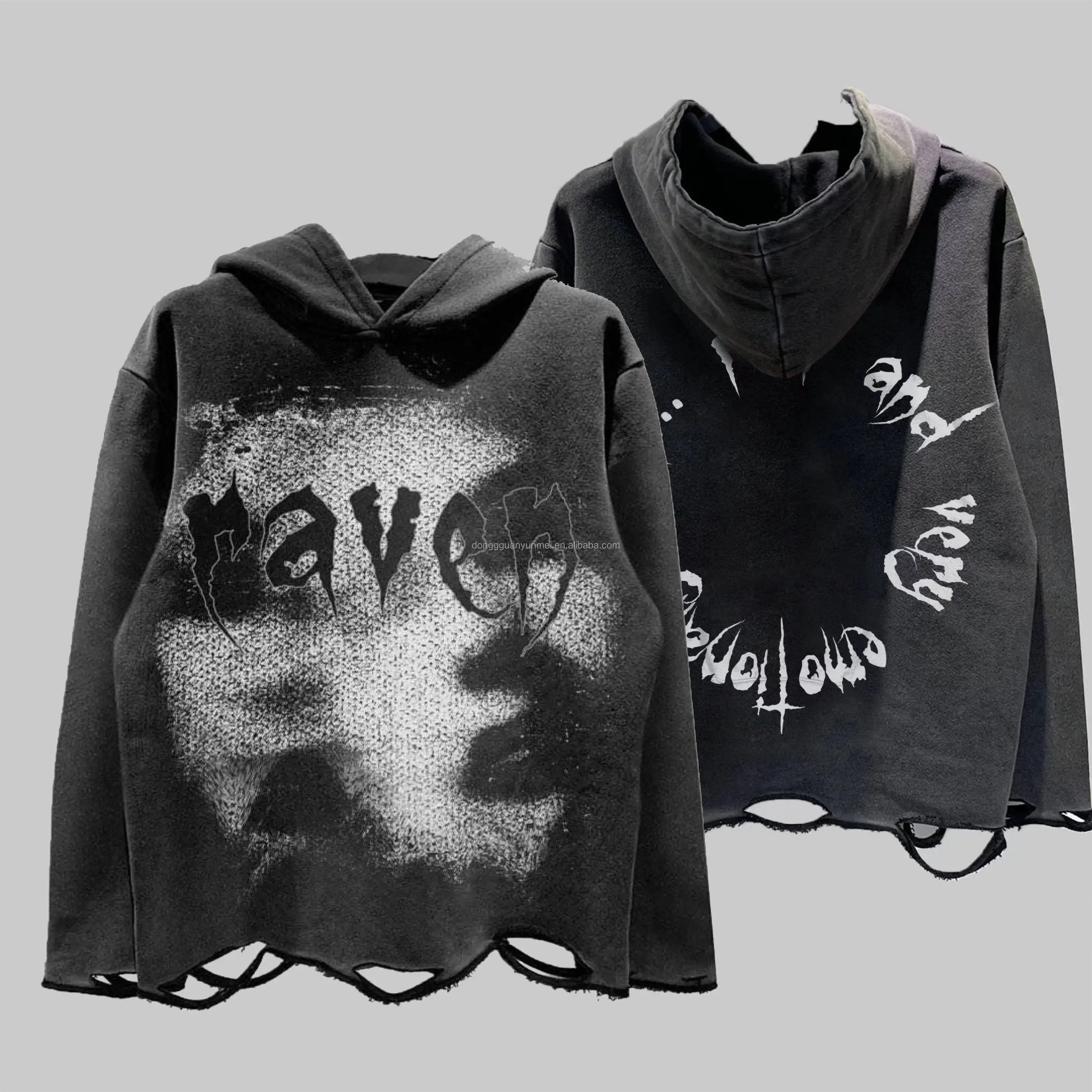 Wholesale Acid Stone Wash Print Pullover Hooded Sweatshirt Custom Raw ...