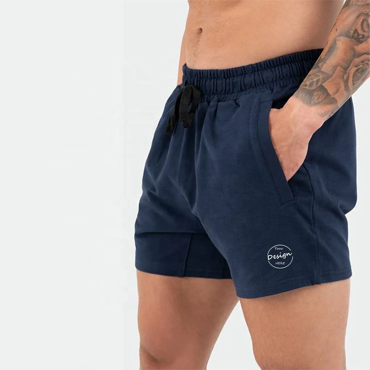 JL1125E Manufacture Woven Fabrics 2 in 1 Bodybuilding Shorts With Inner Pocket Gym Running Mens Gym Shorts