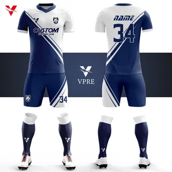 Wholesale Custom Adult New Design 100% Polyester Football Jersey Print Name Number Logo Breathable Soccer Uniforms With Pocket