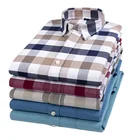 Men's casual long-sleeved shirt Oxford cotton anti-wrinkle Yarn dyed anti-fade checked shirts