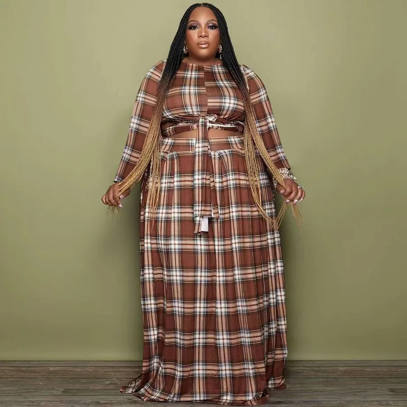 Bh698 New Arrival 2022 Women Fall And Winter Plaid Print Long Sleeve