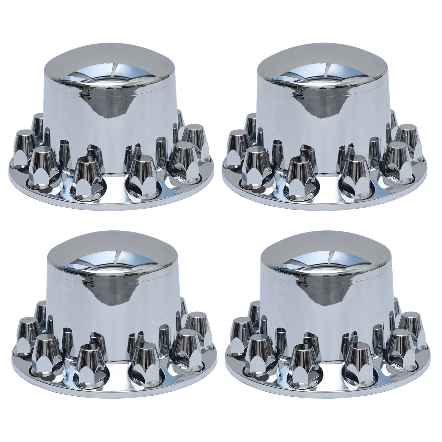 New Condition Chrome Plastic Front Axle Wheel Cover for Semi-Truck with Removable Hub & 33mm Lug Nut Covers