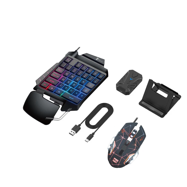 4 in 1 Wired Mobile One Hand Keyboard and Mouse Gaming Combo
