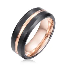 Tungsten Carbide Wedding Ring Black & Rose Gold Plated - 8mm Men Women Jewelry