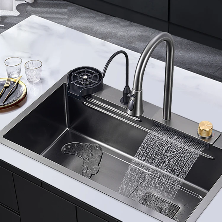 Stream multifunctional waterfall kitchen sink. Многофункциональная мойка для кухни Ermo 304. Кухонная раковина Nano Step 304.. Кухонная мойка с водопадом. Nano Step Kitchen Sink 304 Stainless Steel.