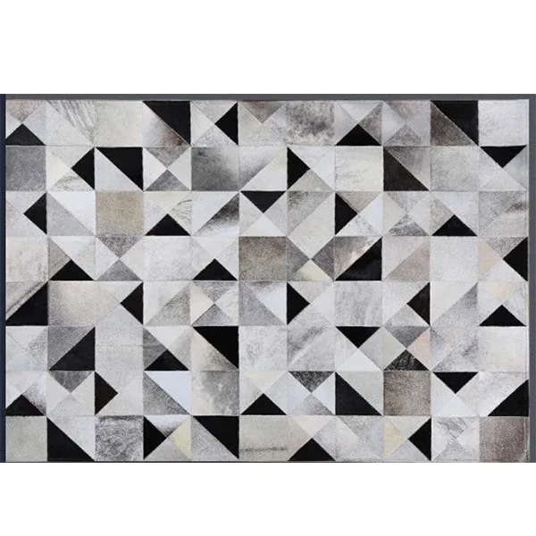Simple Geometric Stripe Pattern Grey Bedroom Bedside Leather Carpet Sofa Tea Table Mat