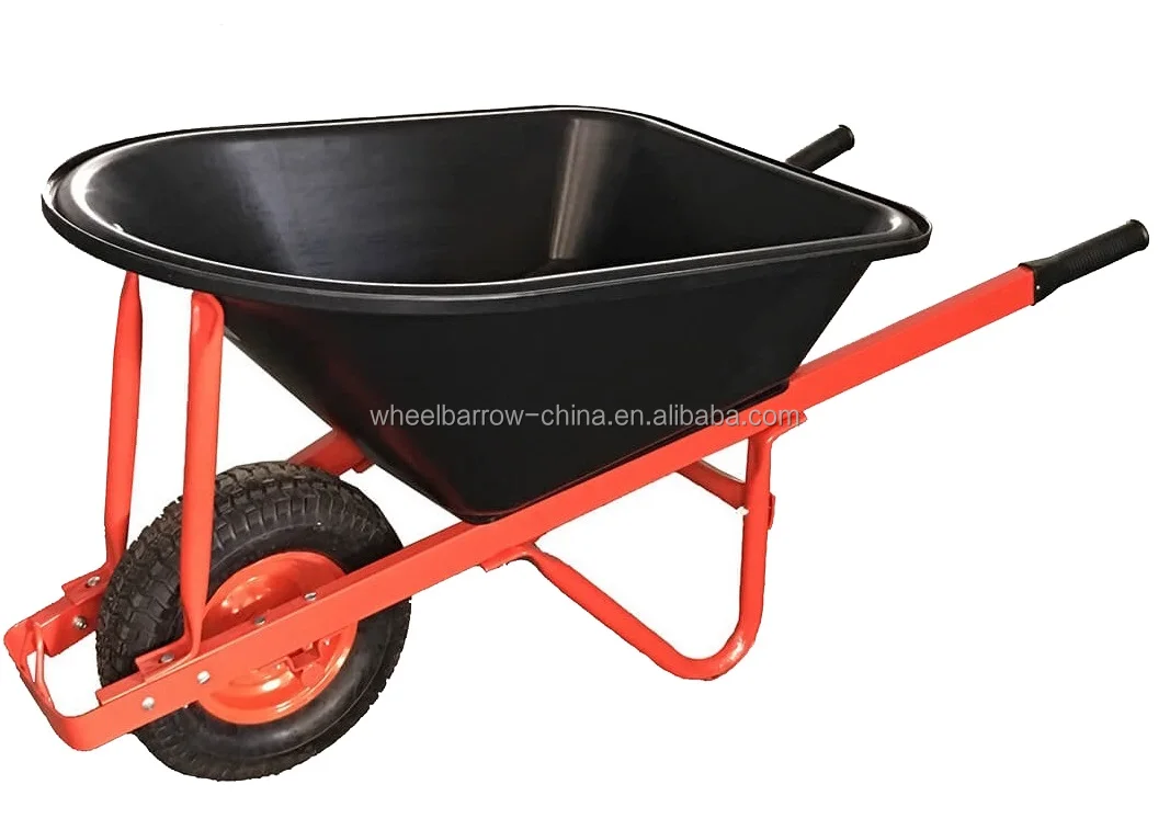Contractors 100 Litre Poly Tray Wheelbarrow With Flat Free Wheel Powder