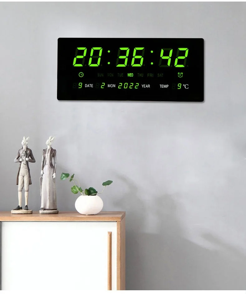 3615大型ニキシー管LEDディスプレイデジタルカレンダー壁掛け時計