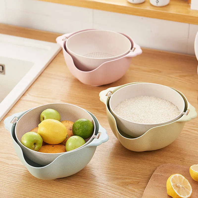 Пшеничная солома, пластиковая кухонная корзина для мытья овощей, фруктов, дуршлаг