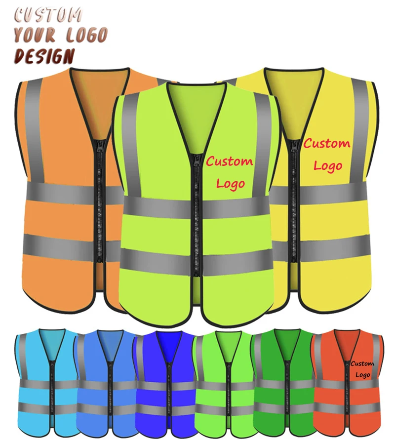 Safety Vest With Custom Logo Reflective Jacket Work Clothes Tape High Visibility Class 2 3 Construction Mesh Hi Vis Safety Vest