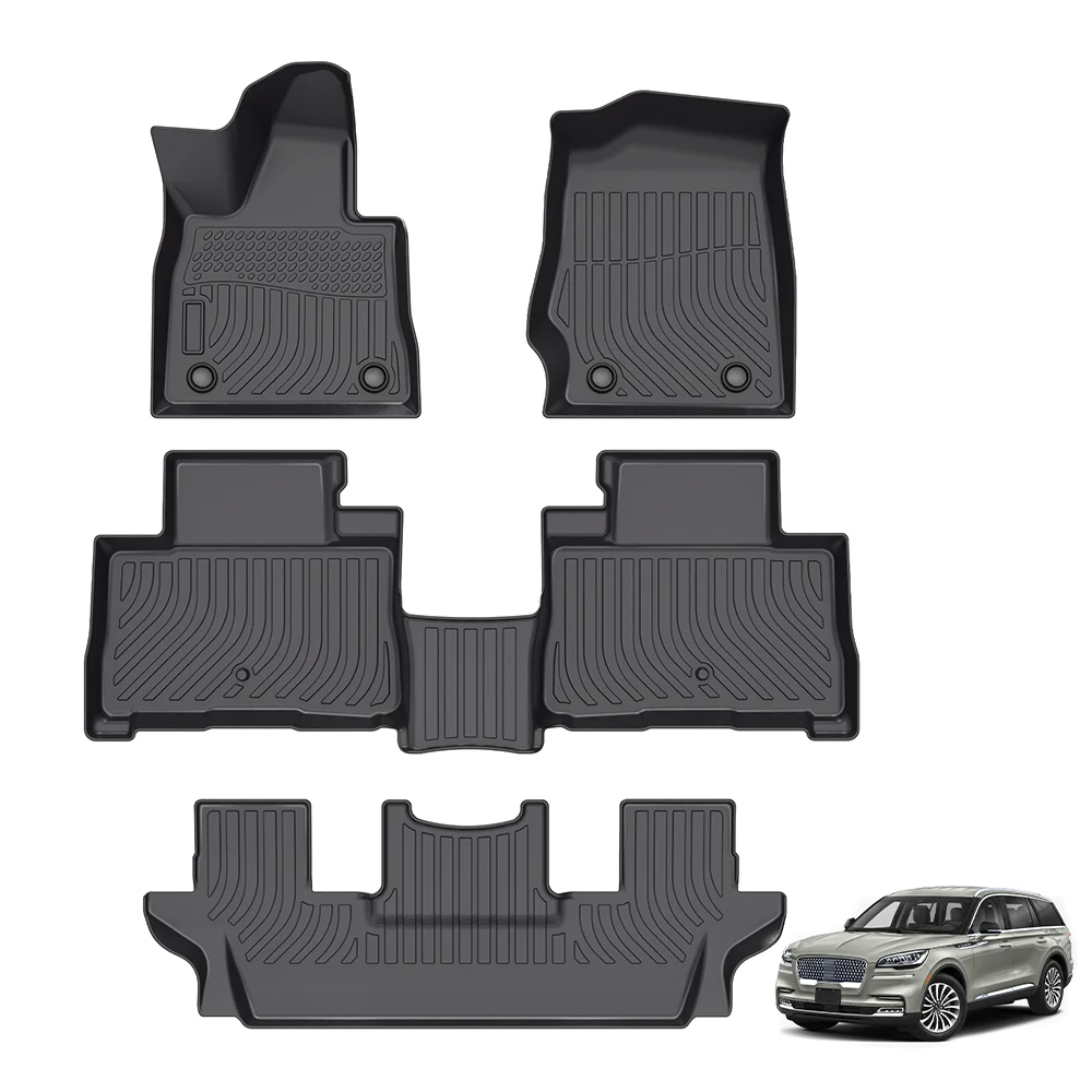 Tappetini per auto, Compatibile con Lincoln Aviator 6seats with 2020, tappetini per auto antiscivolo,A-beige