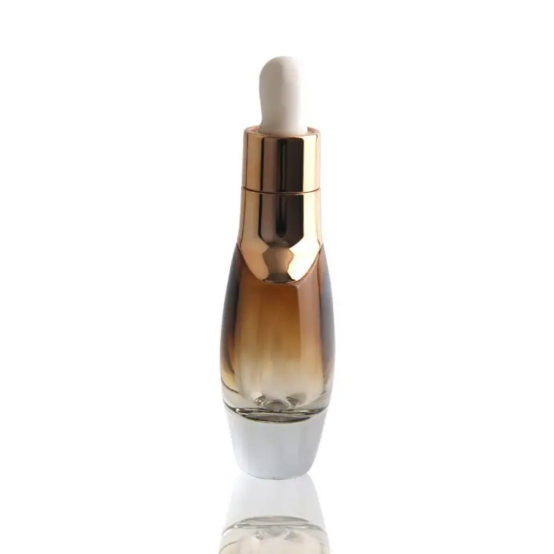 Thick Bottom Luxury 30ml Oblate Elite Fluid Bottles Blue Glass Bottle for Essence With White Dropper