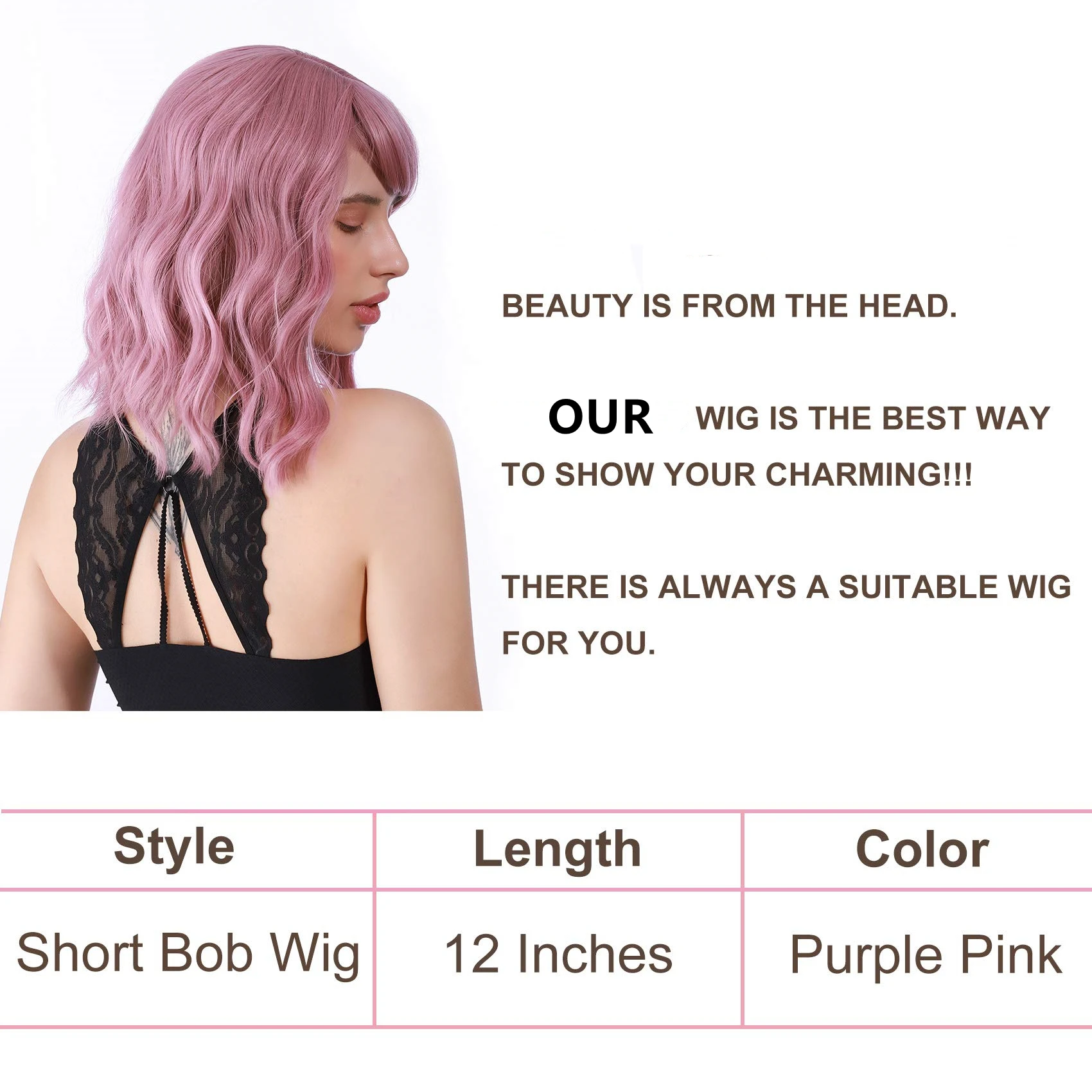 Производители поставляют короткий мягкий волнистый парик с воздушной челкой для дам