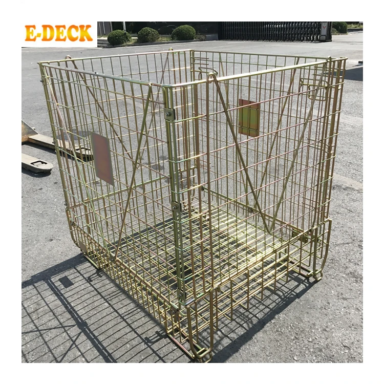 Folding Storage Steel Stack Galvanized Warehouse Collapsible Wire Mesh Container With PP Sheet