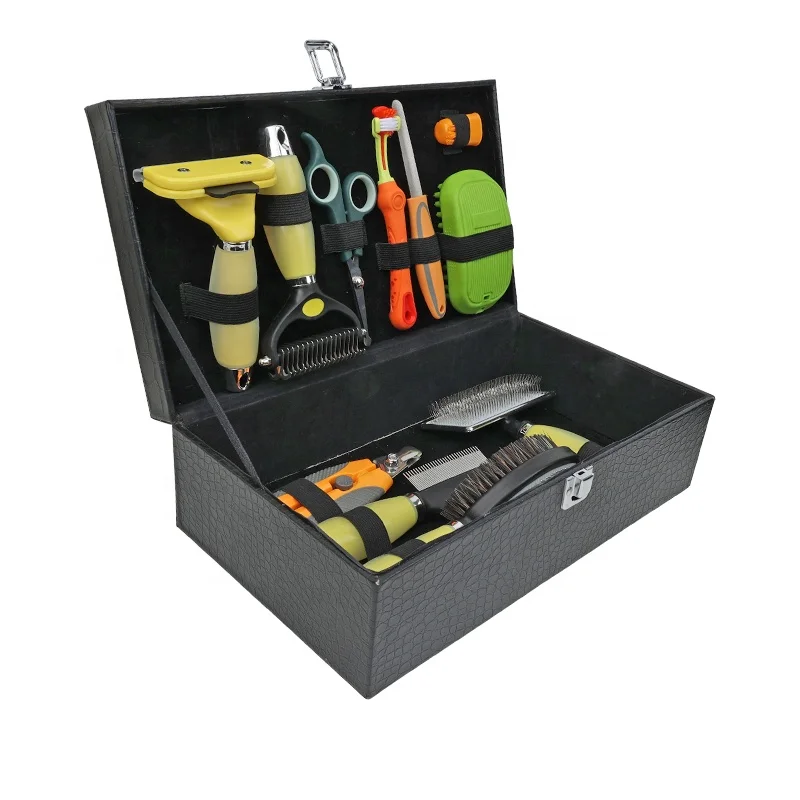 Factory Wholesale Custom Portable Multifunction 11 in 1 Pet Cleaning Grooming Products Cat Dog Grooming Kit