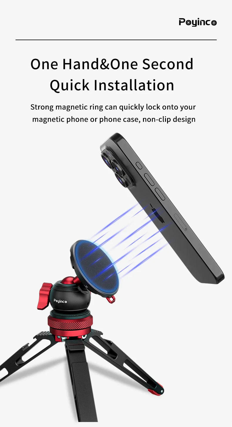 Magnetic Phone Tripod Mount Adapter with Magnetic Ring & 1/4" Screw Hole for Ball Head / Tripod / Microphone / Monopod factory