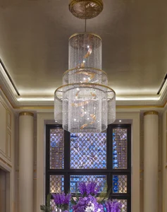 ECOJAS Luxury Glass Chandelier for Hotel Lobby Super Market Wedding Hotel New Design Large Pendent Light