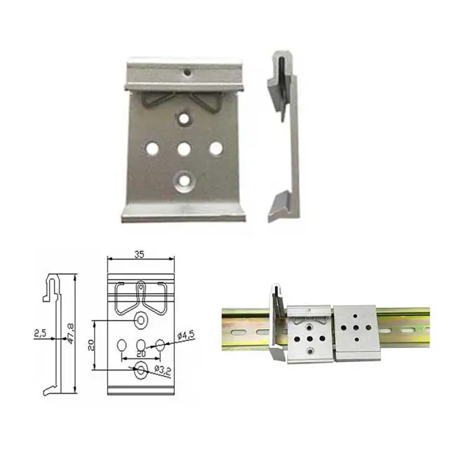 Din Rail Adapter With Mounting Holes,Din Rail Fixed Clamp,Aluminum