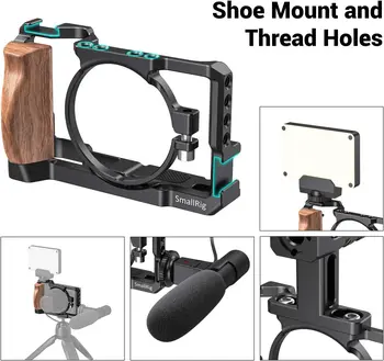 Smallrig Vlog Camera Cage for Sony Rx100 VI and Rx100 VII Camera with Wooden Handle Grip -CCS2434 detail image