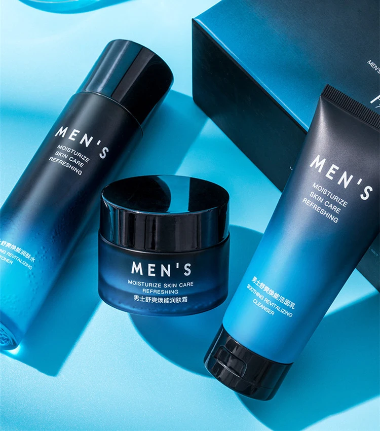 Men Skin Care Set 3 Pcs With Box Face Toner Cream Facial Cleanser Kit Oil  Control Refreshing Moisturizing For Mens - Buy Skin Care Set 3 Pcs,Men Skin  